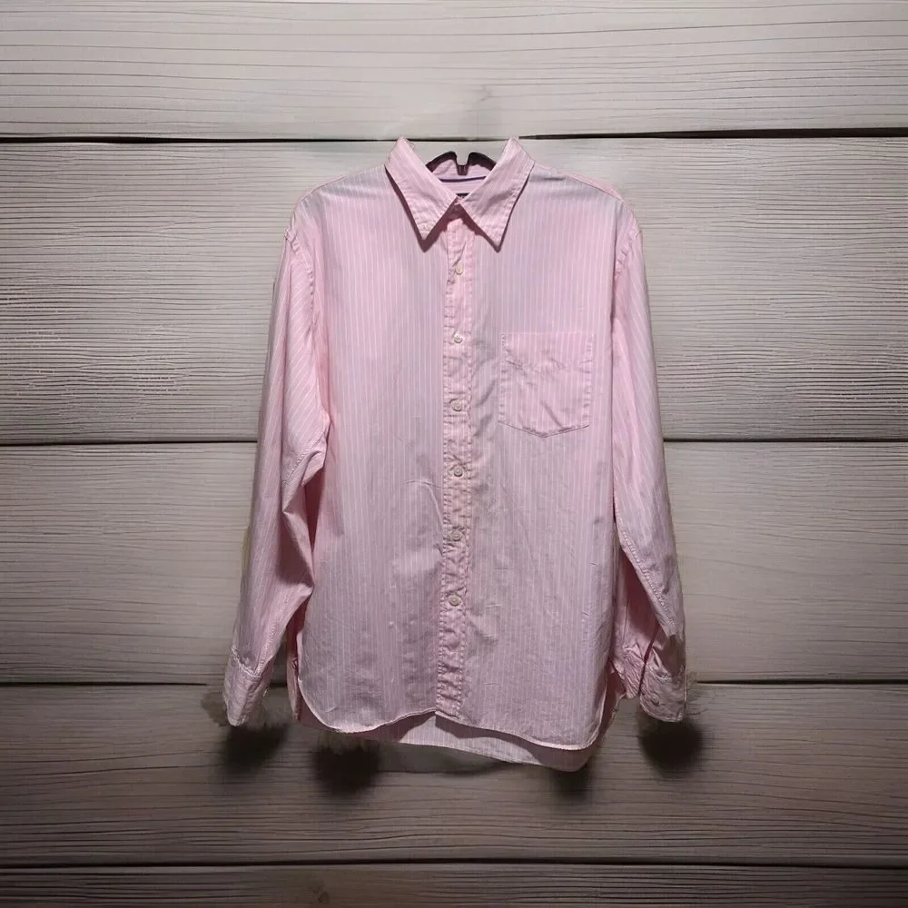 J. Crew Men's‎ Casual Medium Button Long Sleeve Down Pink Shirt Cotton